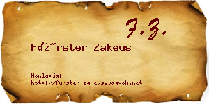 Fürster Zakeus névjegykártya